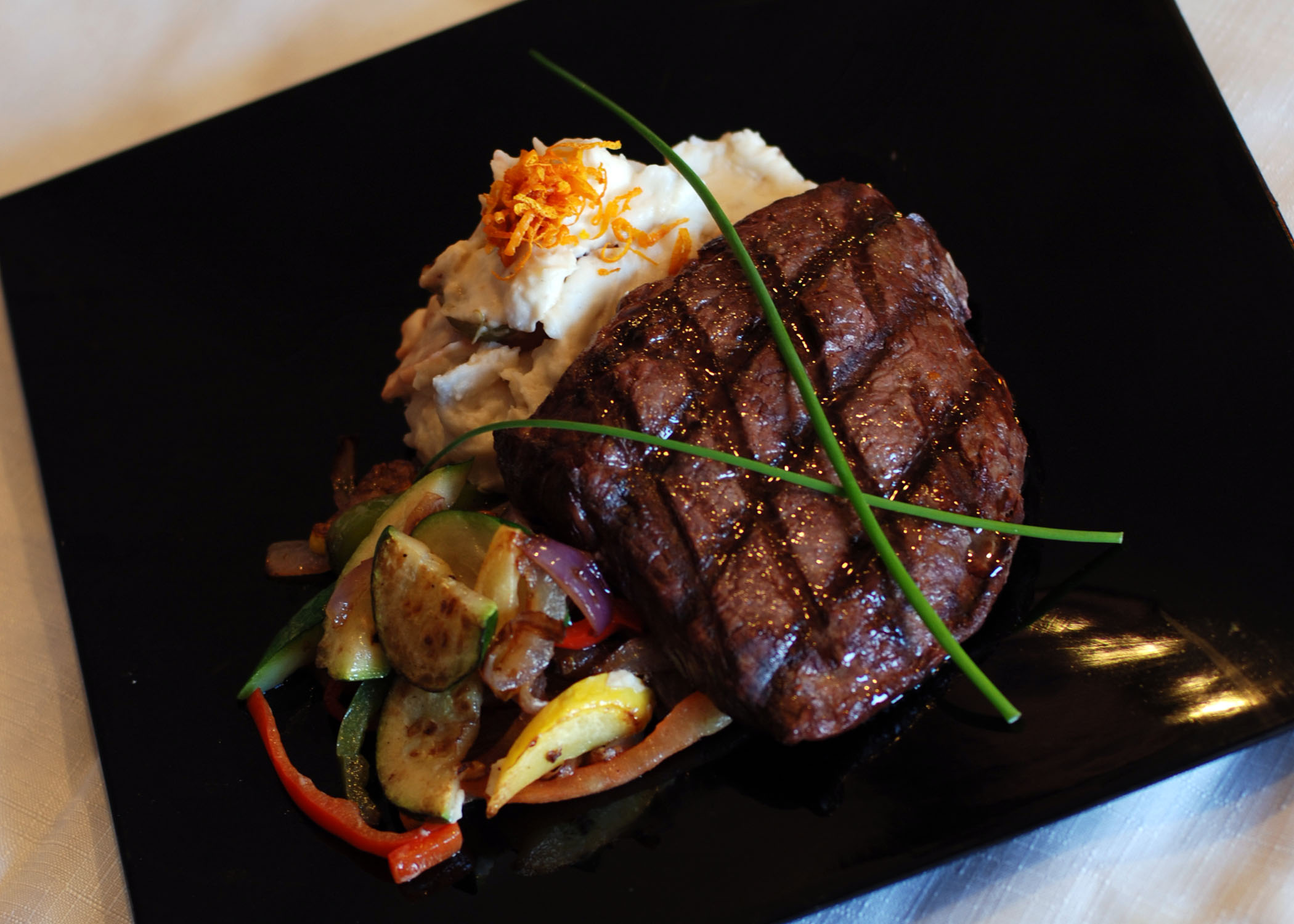 Steak dinner plate from Carr’s catering