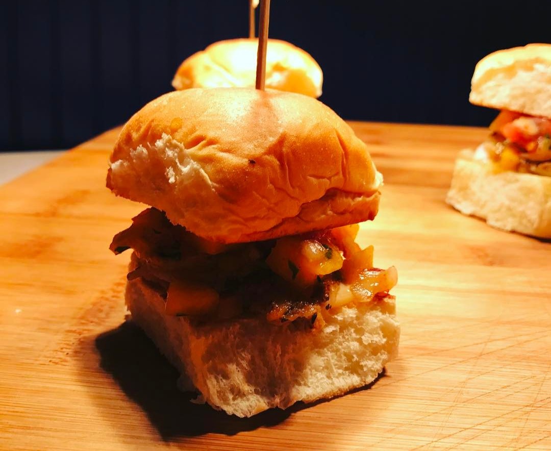 A grilled slider from Carr’s catering